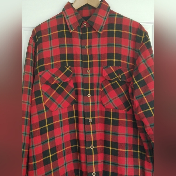 Country Touch Men's Sportswear Shirt Jacket Lined Red Plaid Size Large  16 - Picture 3 of 11